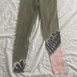 Electric & Rose Vendimia Green Pink Tie Dye Leggings Yoga Pants Women's Small